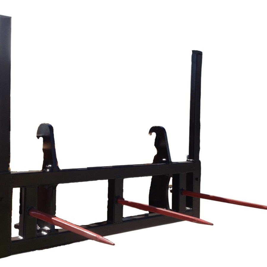 Heavy Duty Rectangular (3-Tine) Bale Spike with Side Extensions – For Telehandlers