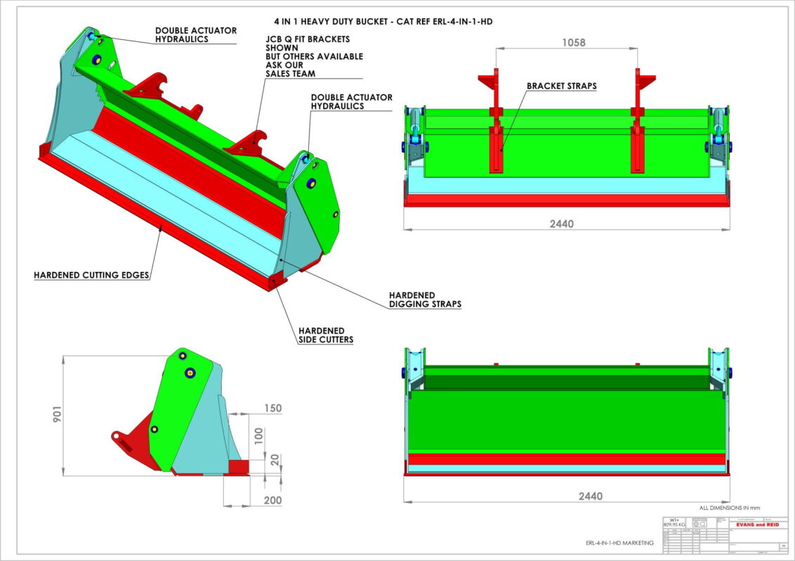 4-in-1 Bucket / Multi-purpose Buckets - For Telehandlers & Tractor ...